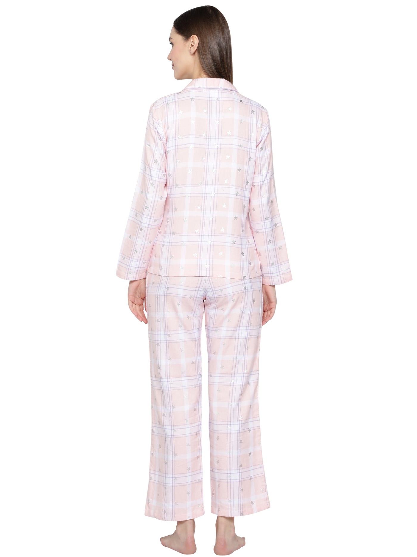 Night Suit Set for Women-Starry Sparkle Checked