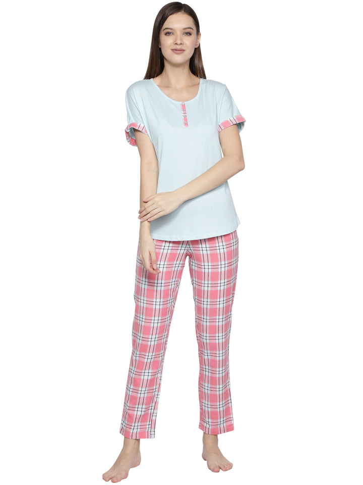 Nightwear Set -  Aqua Cuff Tee