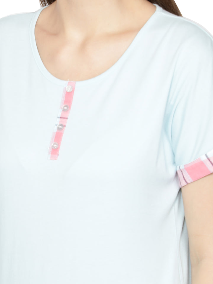 Nightwear Set -  Aqua Cuff Tee