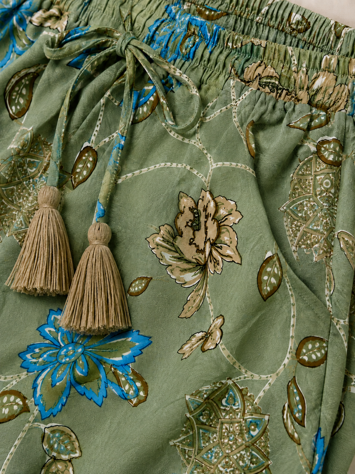Viscose Culotte Shorts - Sage Green