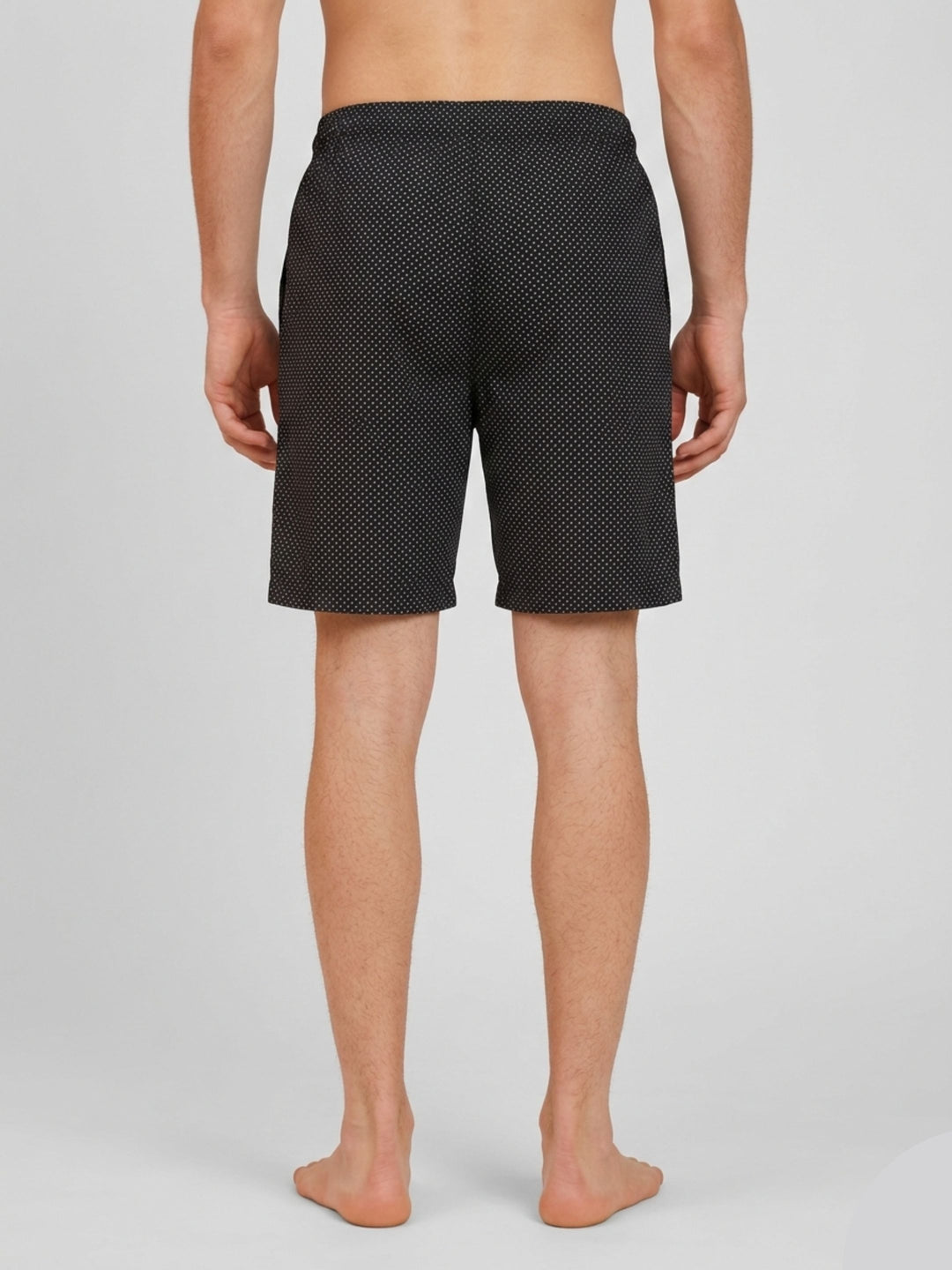 B STORIES Men's Cotton Casual Shorts with Elasticated Waistband & Drawstring- Black Dots Printed