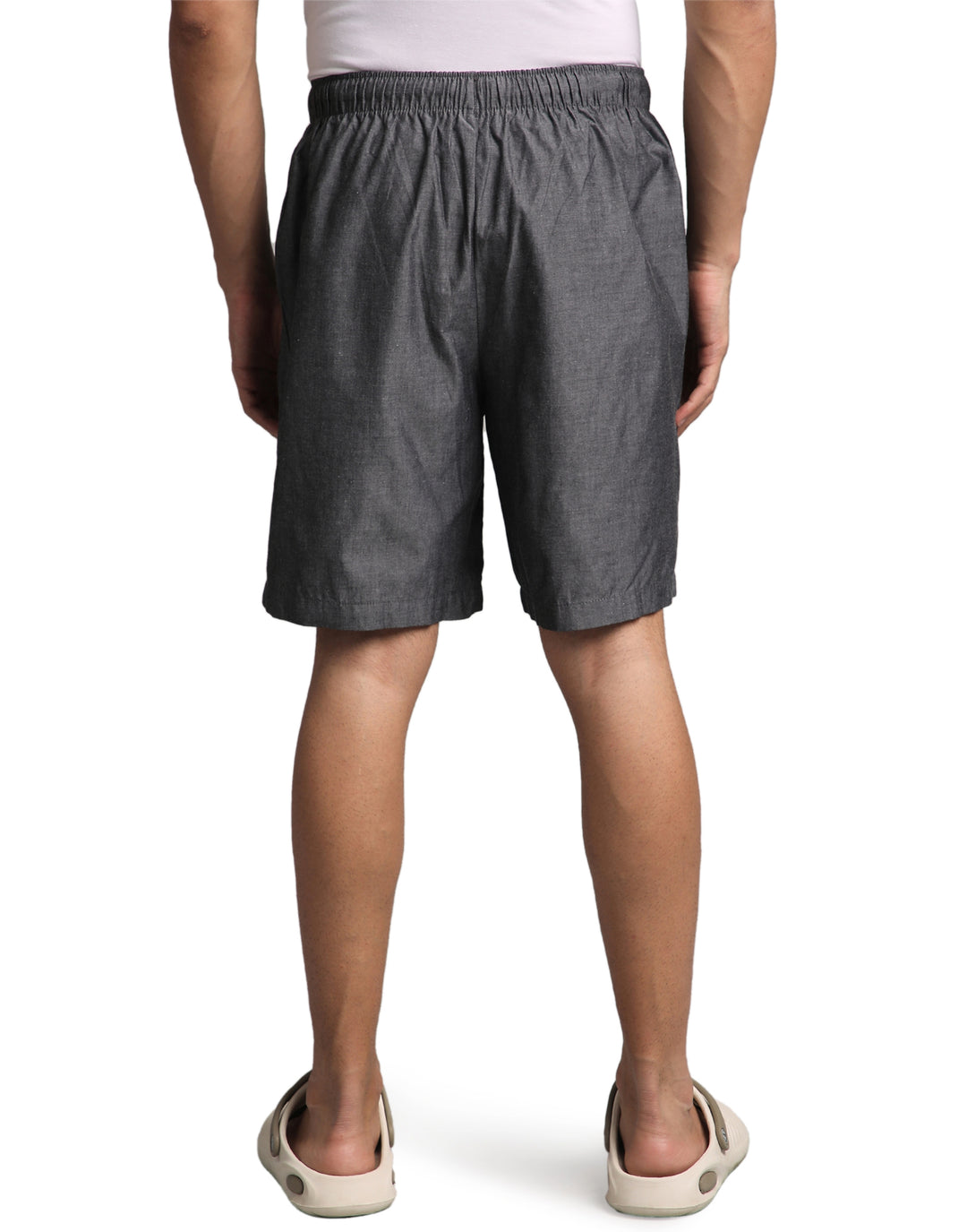 B STORIES Men's Cotton Casual Shorts with Elasticated Waistband & Drawstring- Charcoal Grey