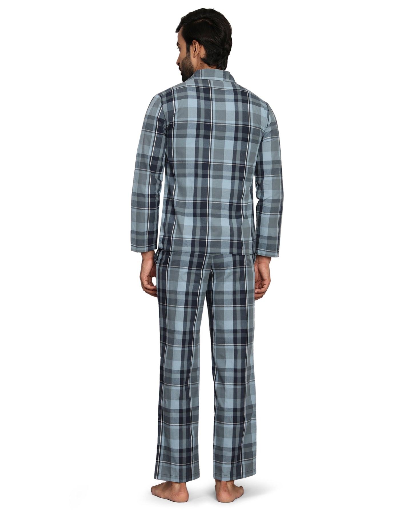 Pyjama Set for Men-Grey Checks