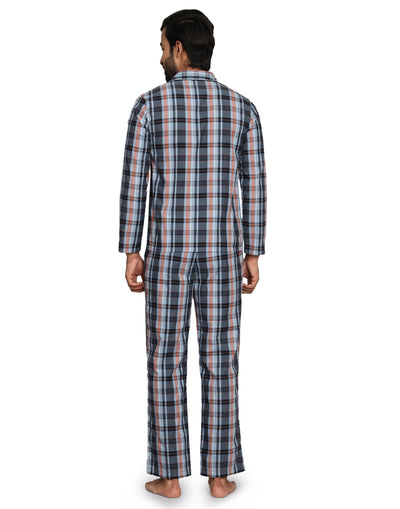 Pyjama Set for Men-Navy Checks