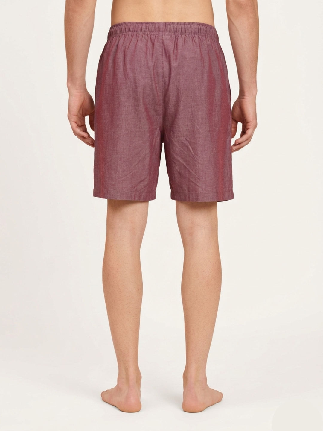 B STORIES Men's Cotton Casual Shorts with Elasticated Waistband & Drawstring- Solid Maroon