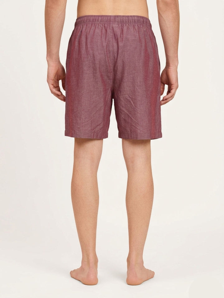 B STORIES Men's Cotton Casual Shorts with Elasticated Waistband & Drawstring- Solid Maroon