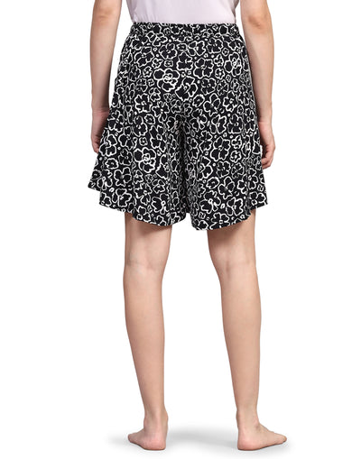 Culotte Shorts for Women-Black Floral