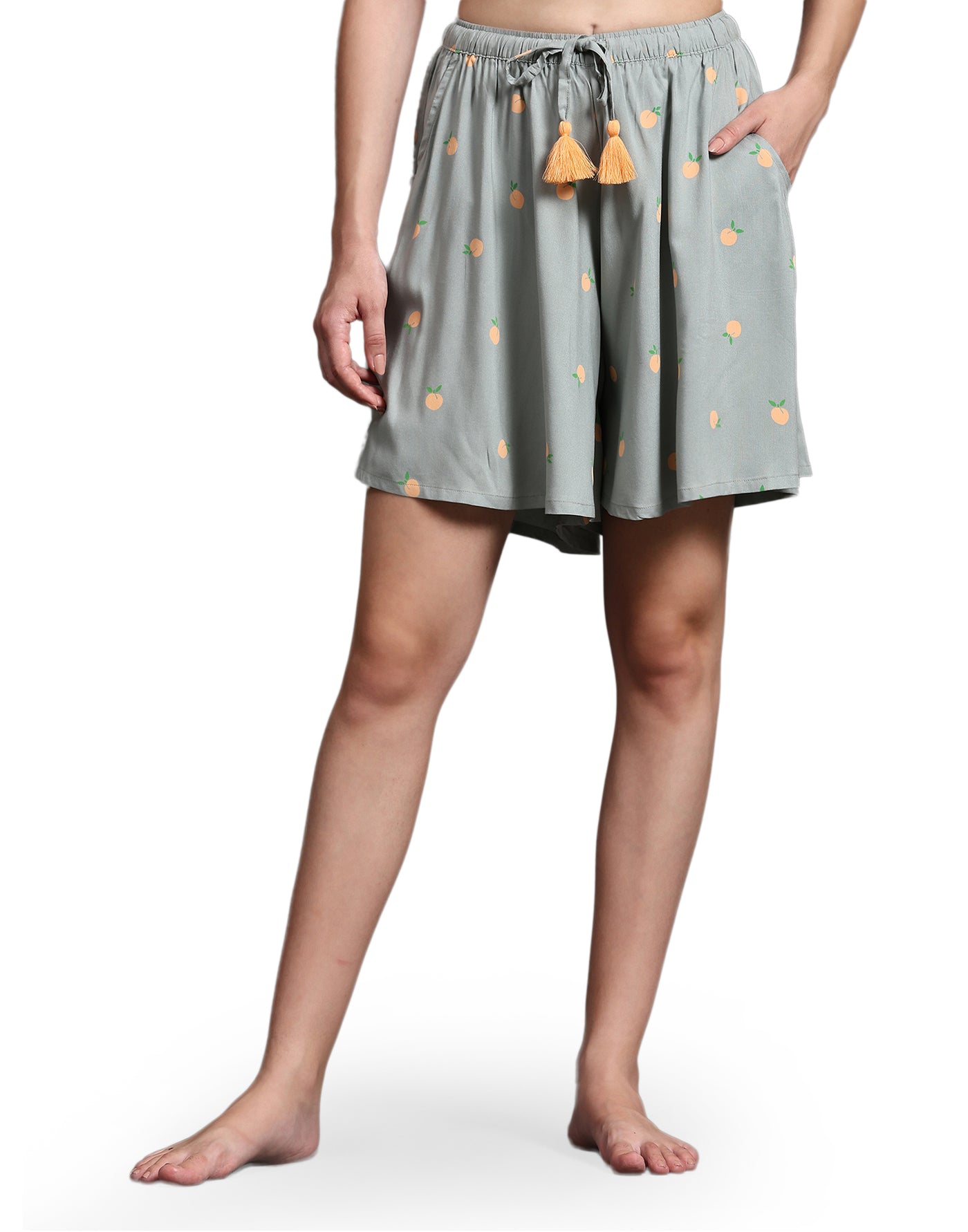 Culottes Shorts for Women-Grey Peach Art