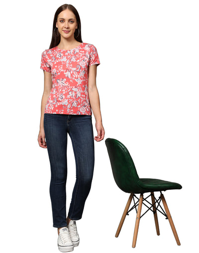 T-Shirt for Women-Red Floral