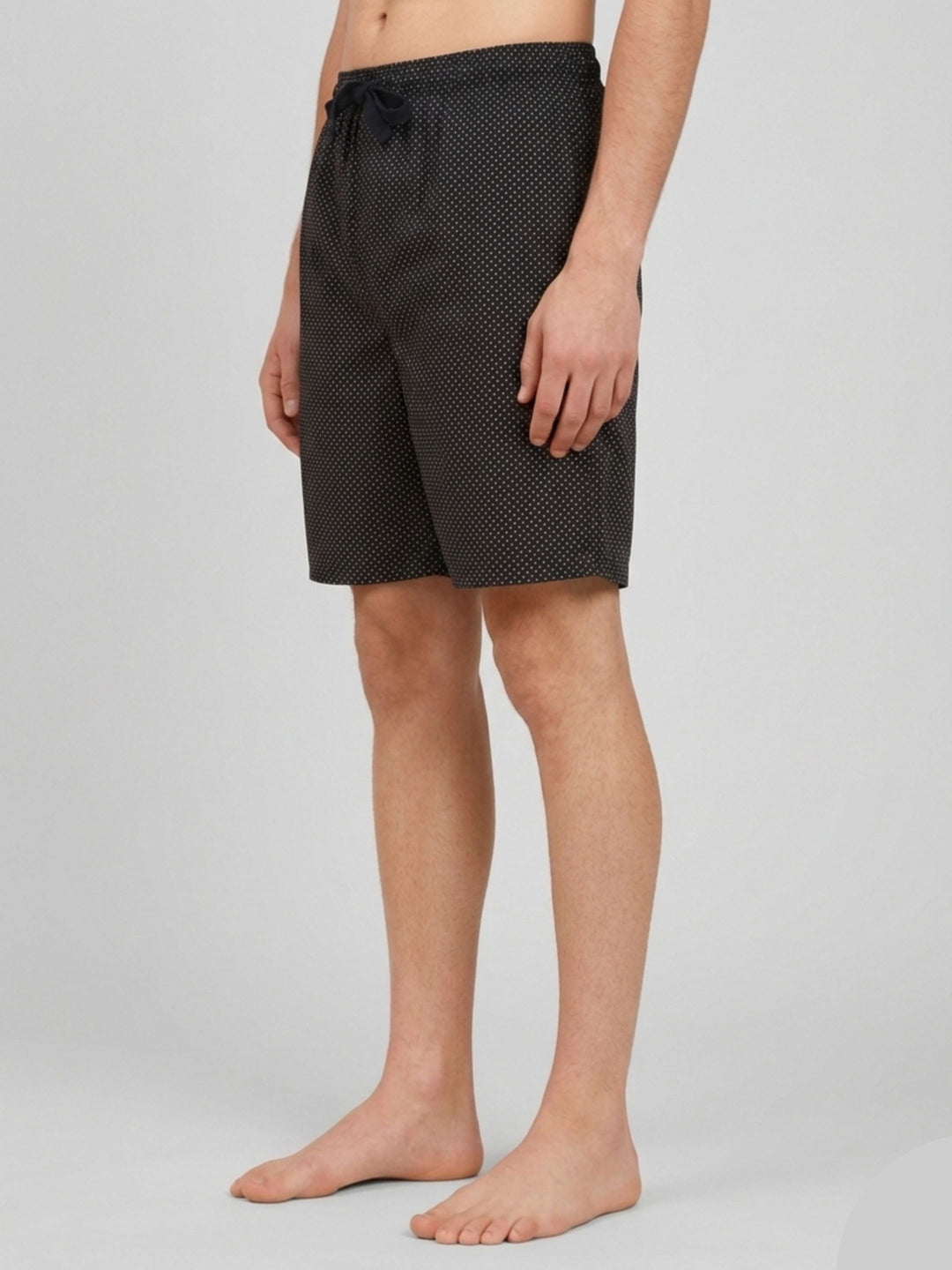 B STORIES Men's Cotton Casual Shorts with Elasticated Waistband & Drawstring- Black Dots Printed