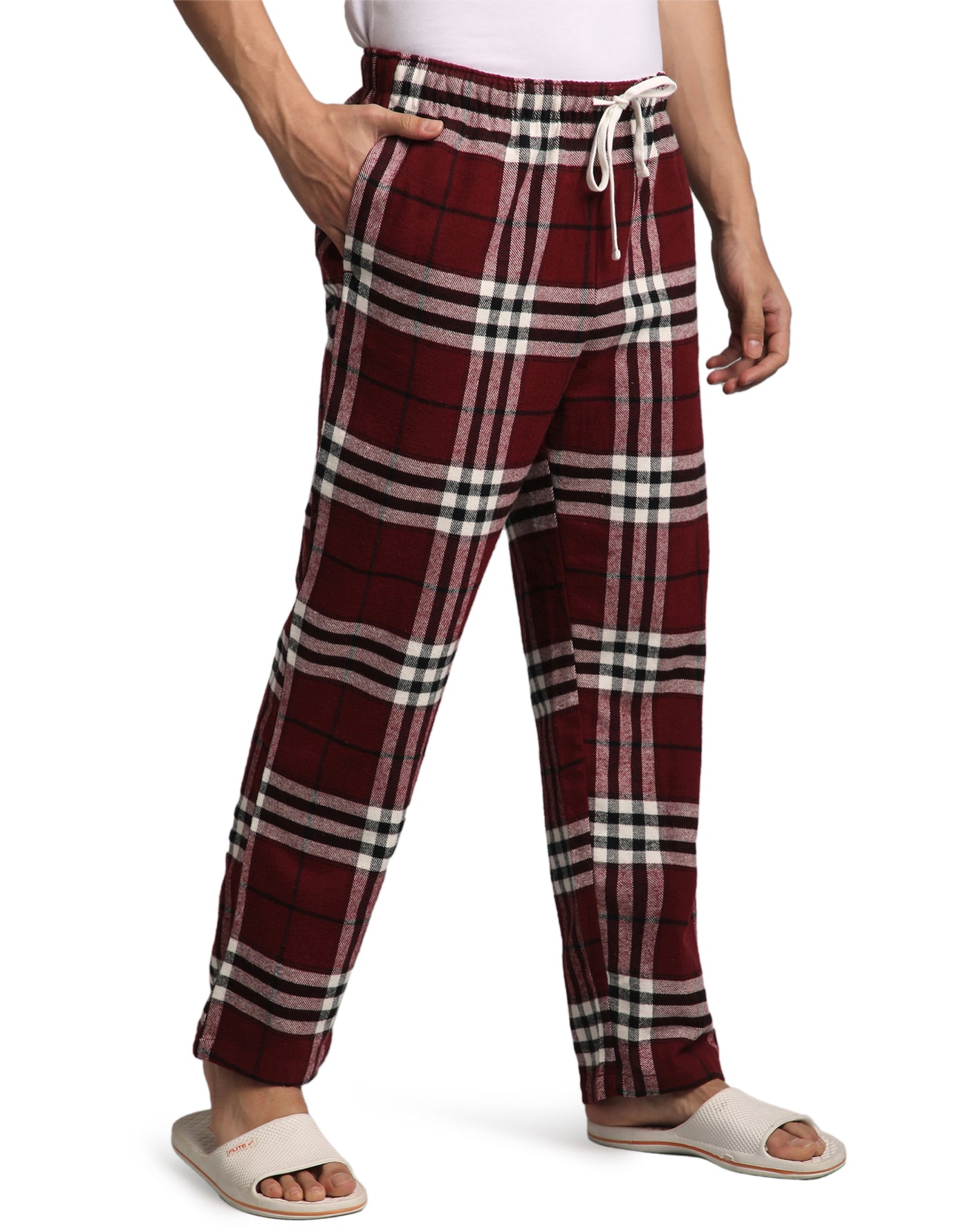 Lounge Pant for Men-Maroon Checks