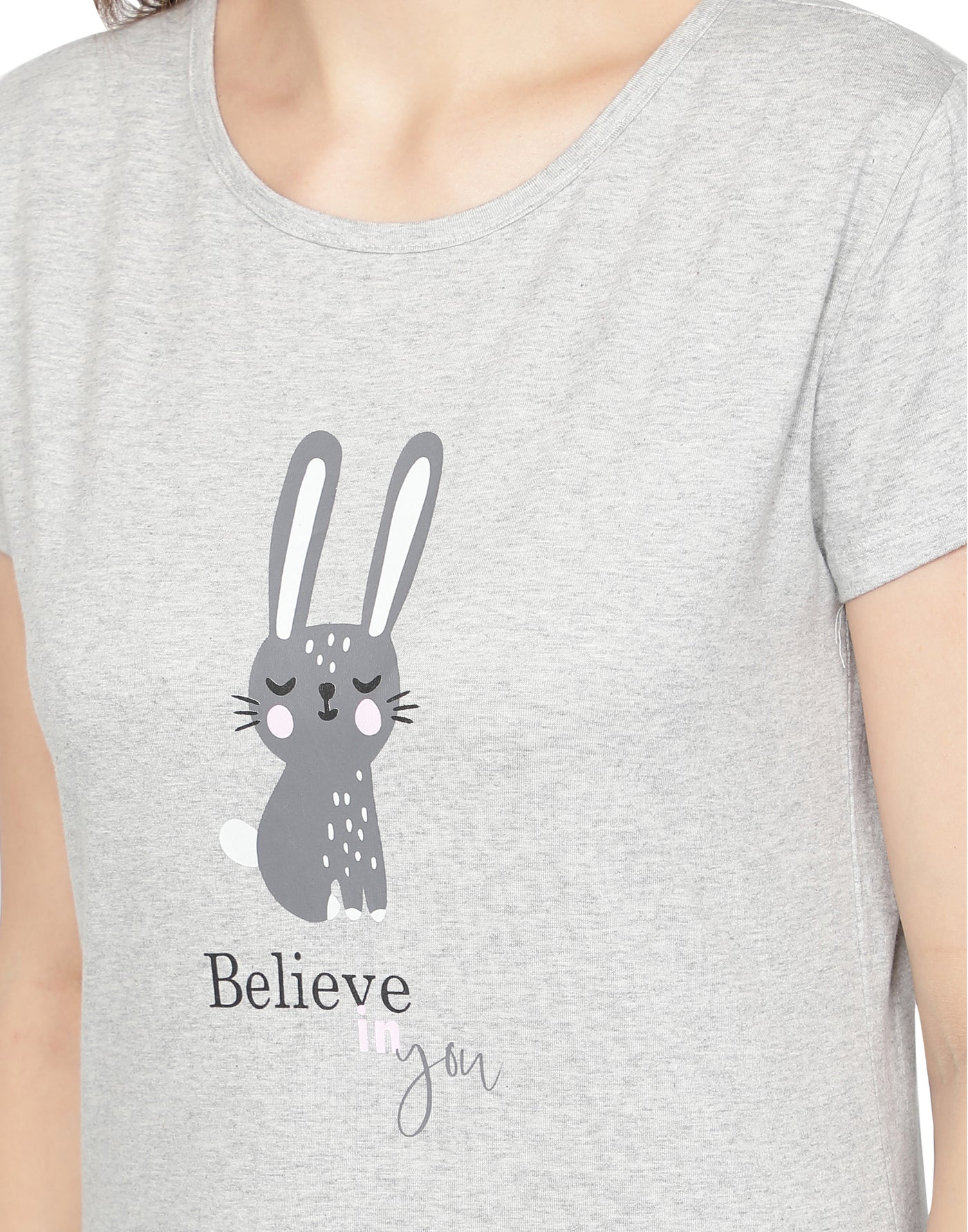 Pyjama Set for Women-Cute Bunny Print