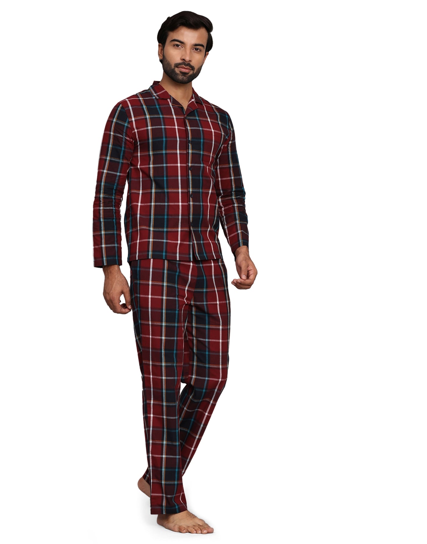 Pyjama Set for Men-Red Checks