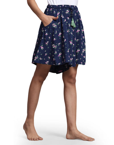 Culotte Shorts for Women-Navy Floral