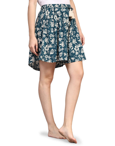 Culotte Shorts for Women-Green Floral