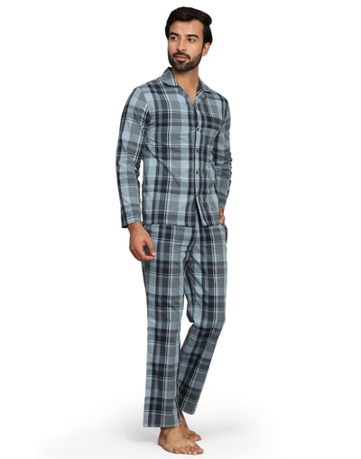 Pyjama Set for Men-Grey Checks