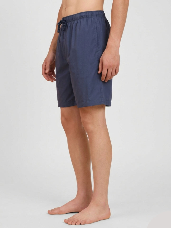 B STORIES Men's Cotton Casual Shorts with Elasticated Waistband & Drawstring - Navy Blue