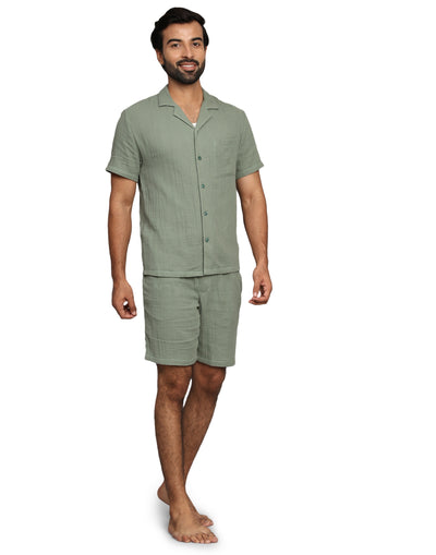 Co-ord Set for Men - Green Solid