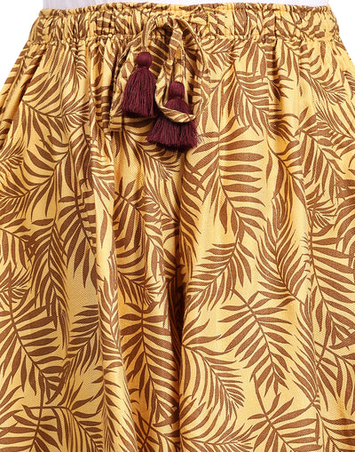 Culottes Shorts for Women-Mustard Leaf