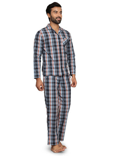 Pyjama Set for Men-Navy Checks