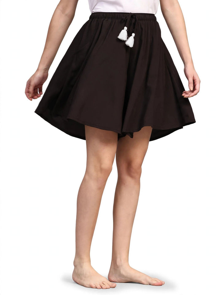 Viscose Culotte Shorts - Stable Black
