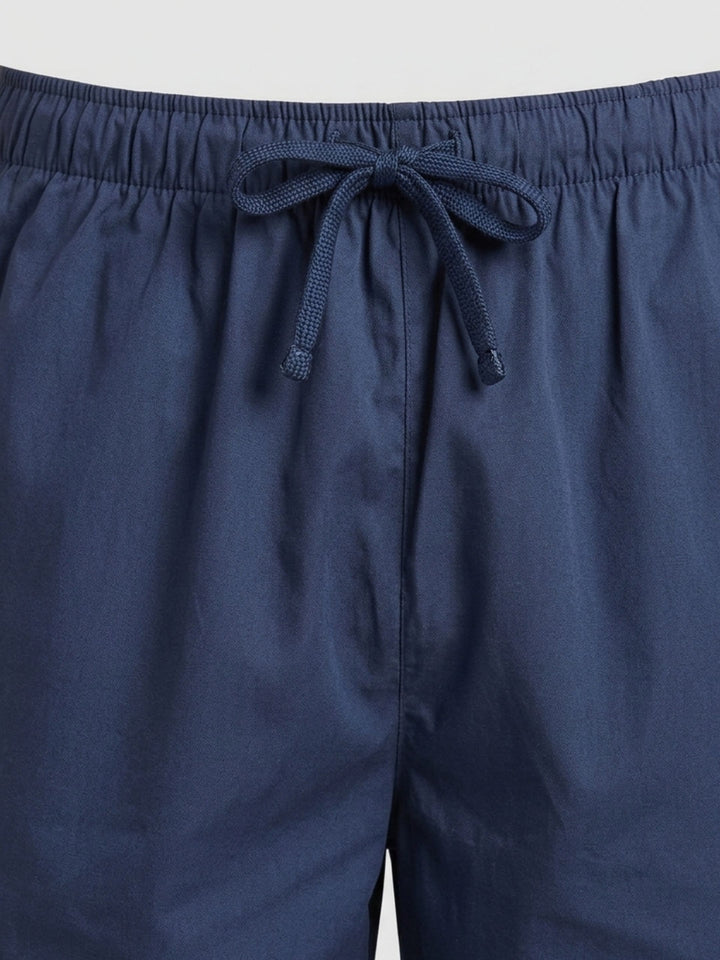 B STORIES Men's Cotton Casual Shorts with Elasticated Waistband & Drawstring - Navy Blue