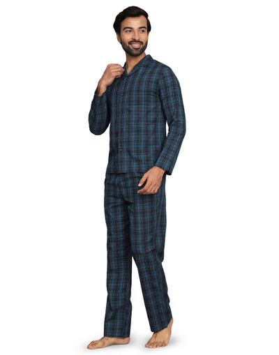 Pyjama Set for Men-Green Checks