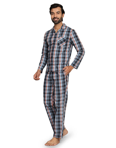 Pyjama Set for Men-Navy Checks