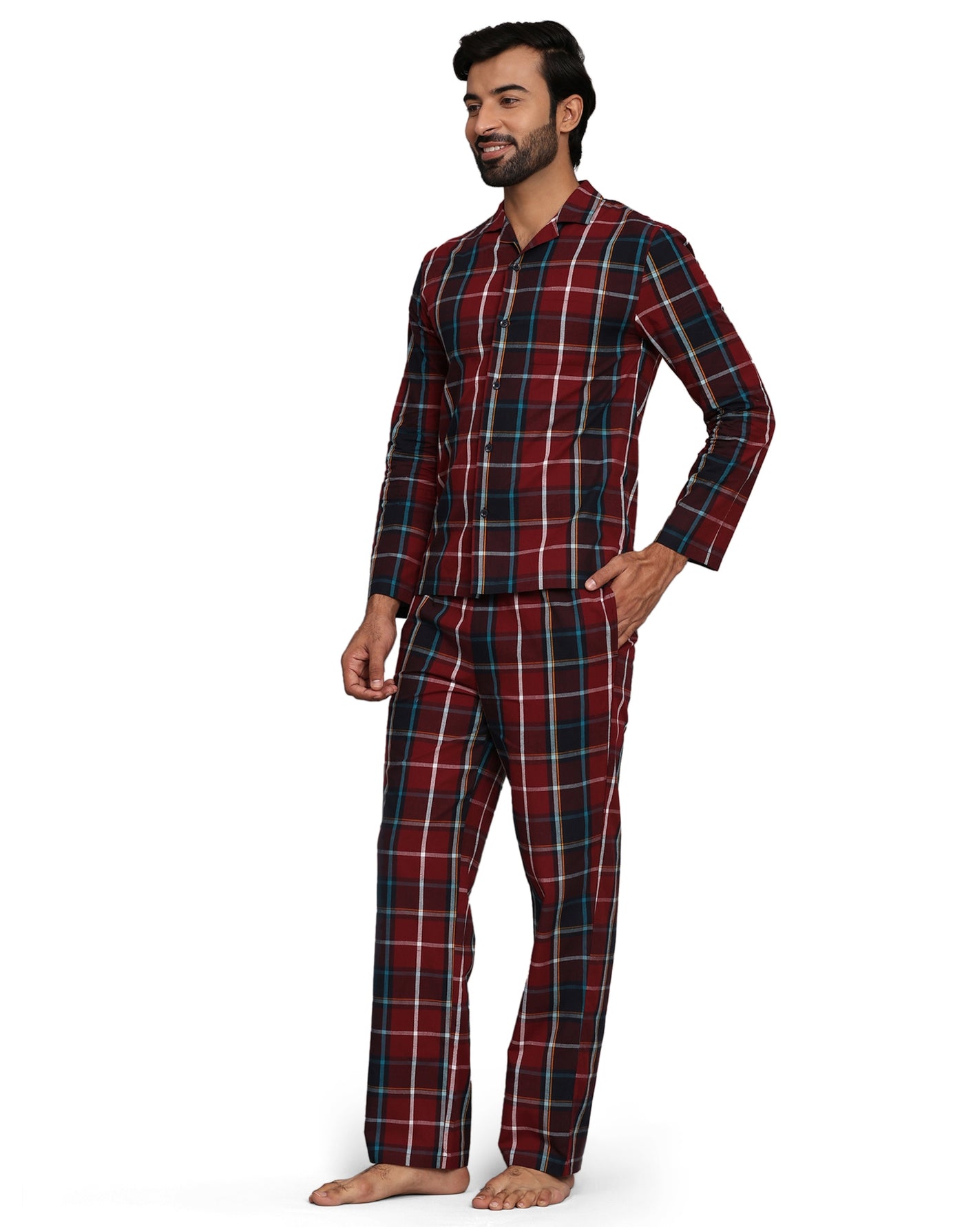 Pyjama Set for Men-Red Checks