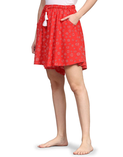 Culotte Shorts for Women-Red Dot