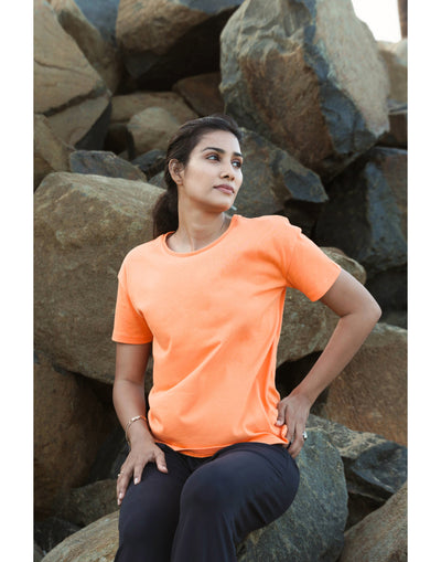 T-Shirt for Women-Orange Solid