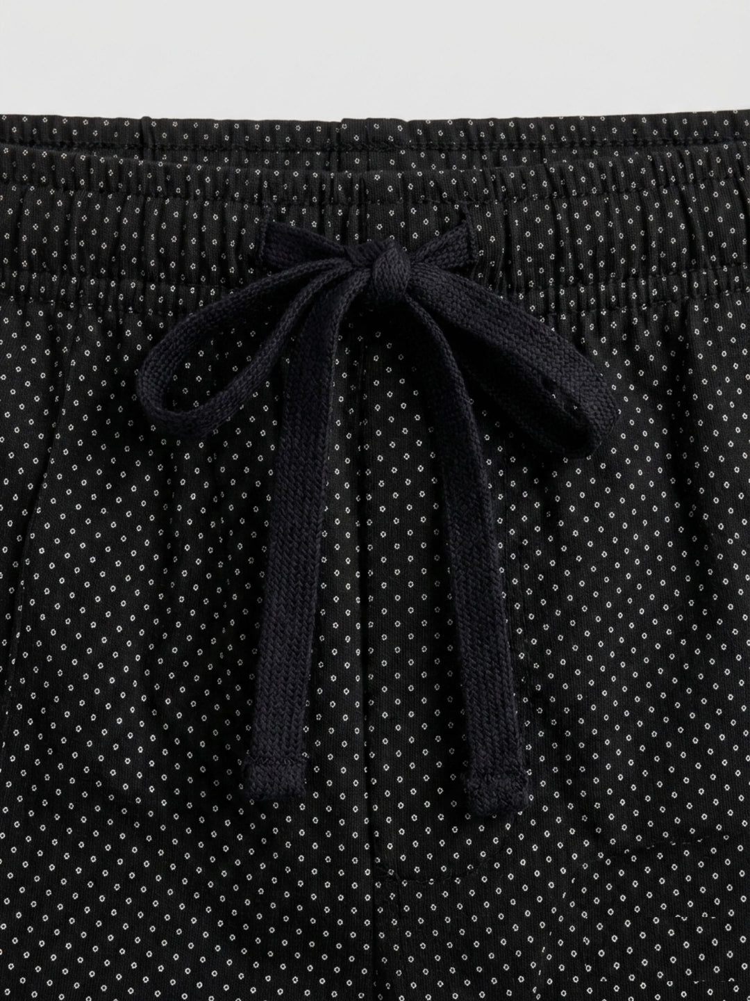 B STORIES Men's Cotton Casual Shorts with Elasticated Waistband & Drawstring- Black Dots Printed