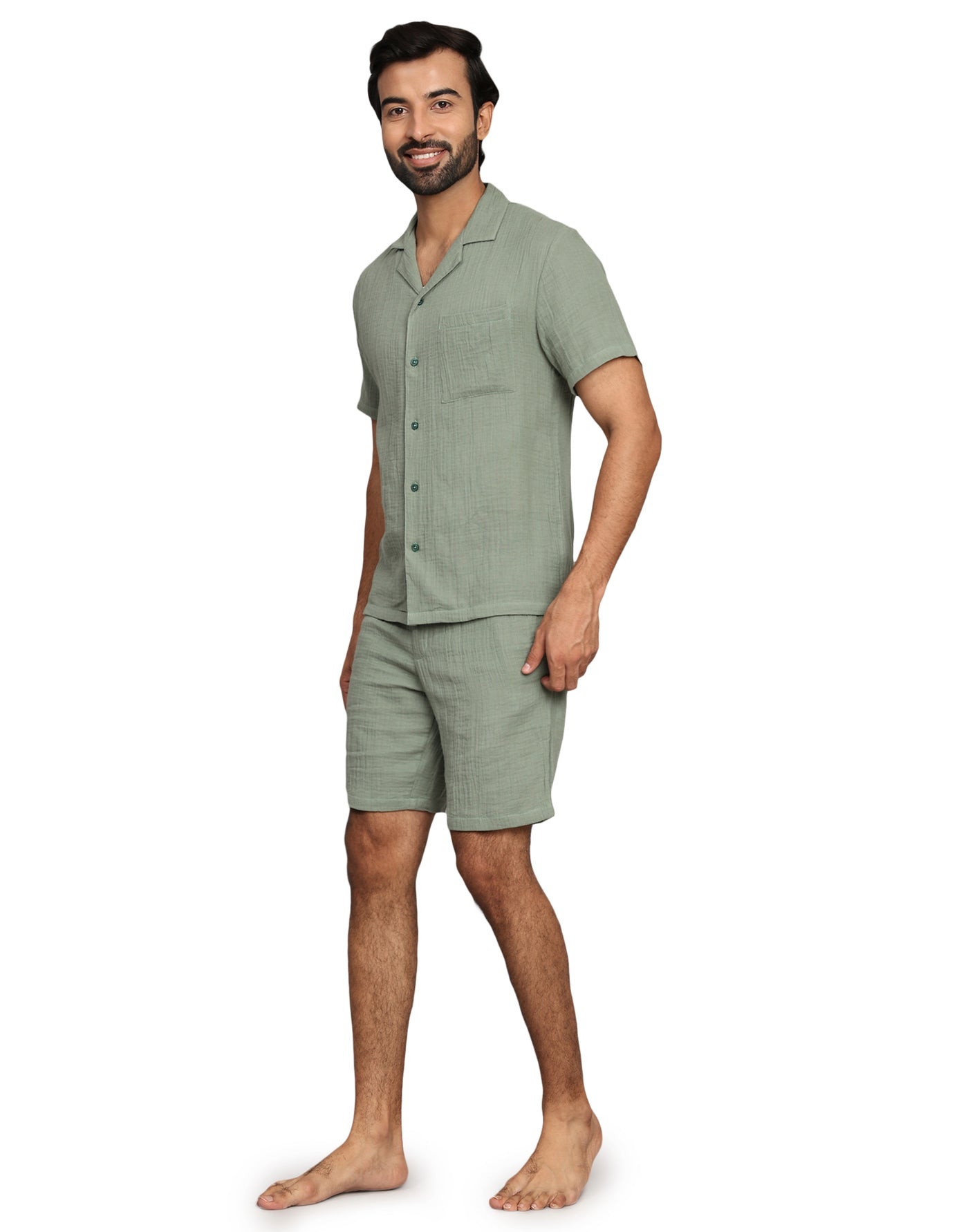 Co-ord Set for Men - Green Solid