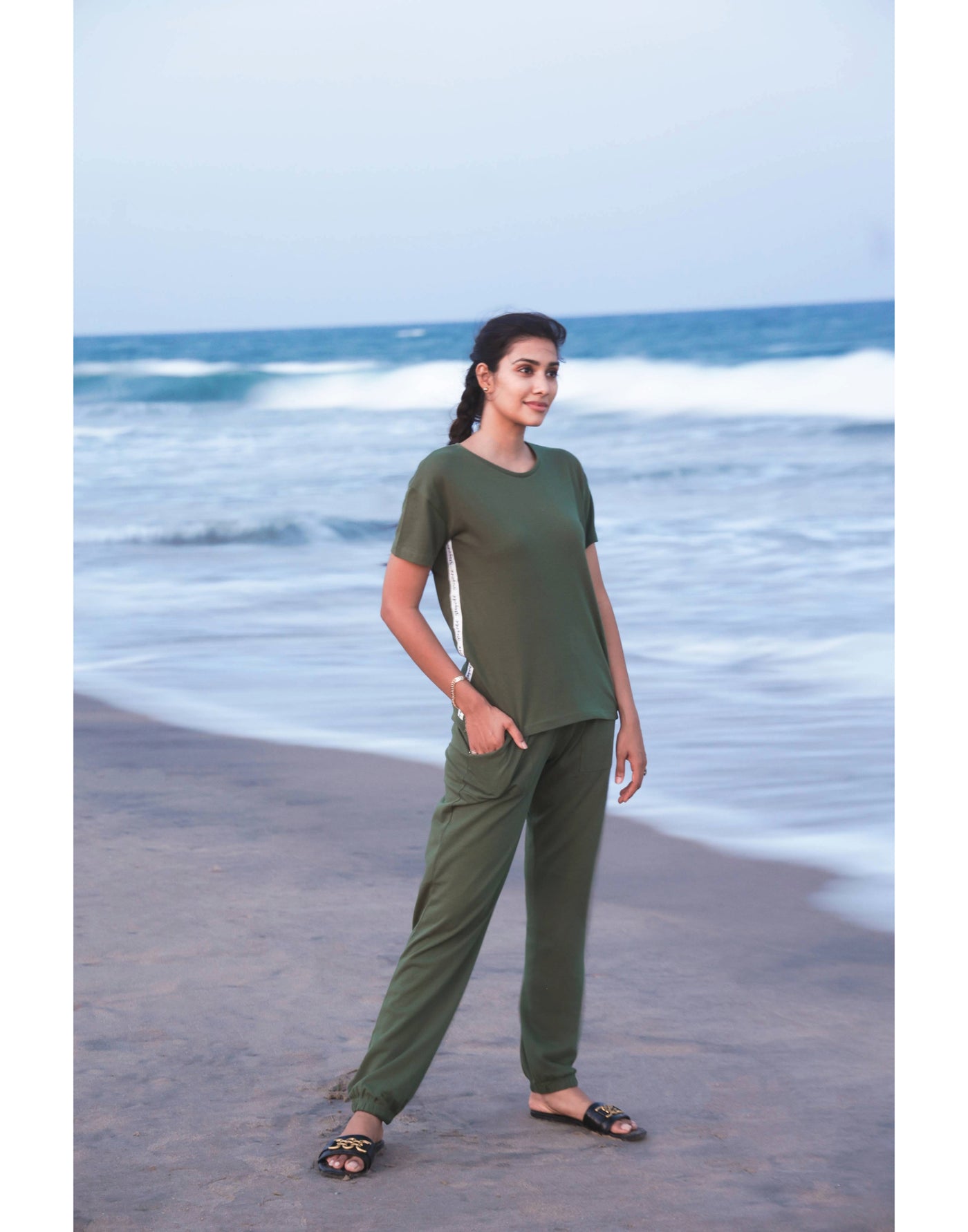 Pyjama Set for Women-Green Solid