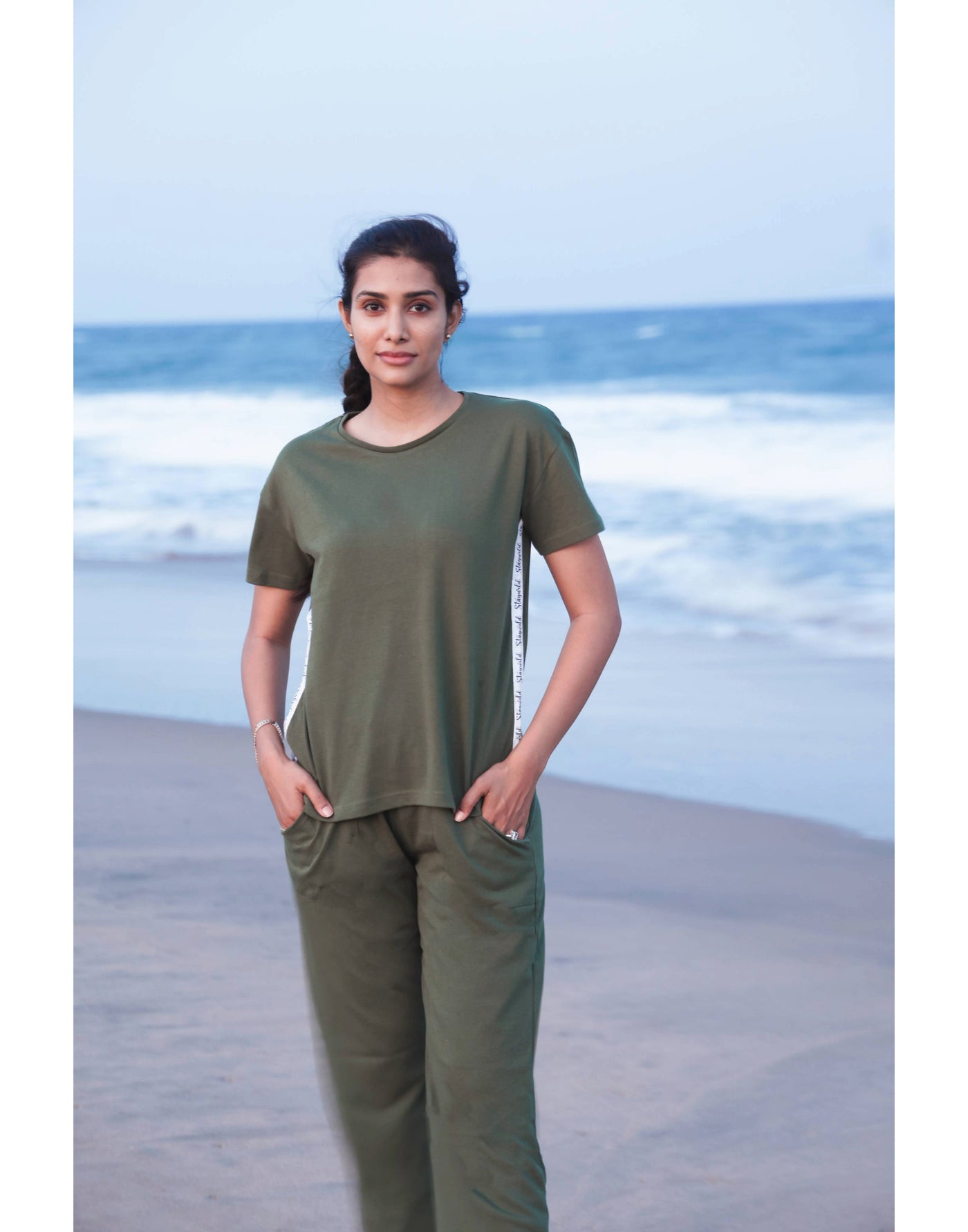 Pyjama Set for Women-Green Solid
