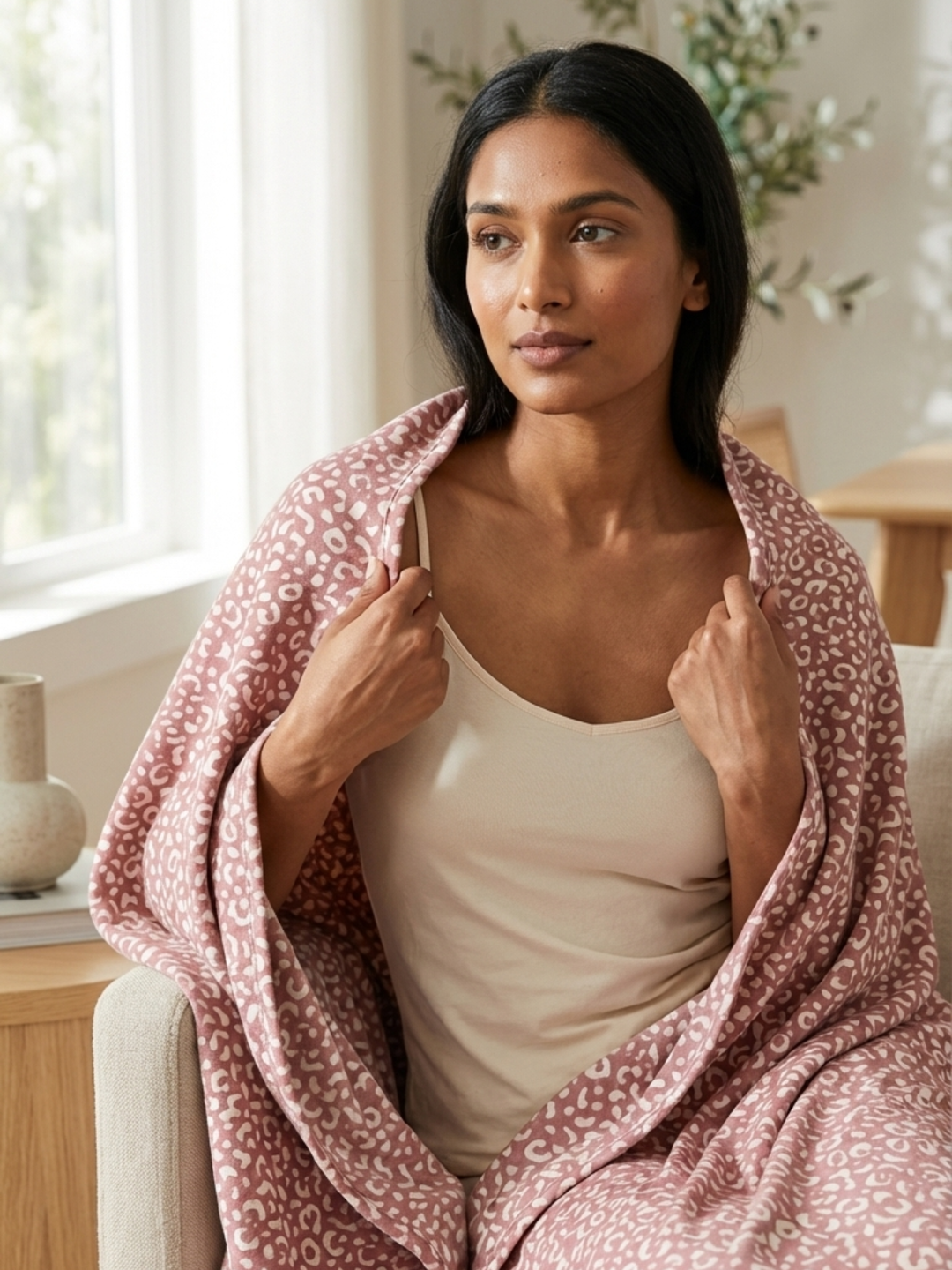 B STORIES Leopard Print Cotton Knit Throw Blanket | Soft, Breathable & Lightweight | All Season Couch, Bed & Sofa Throw | 81x59 Inches | 180 GSM | Pink