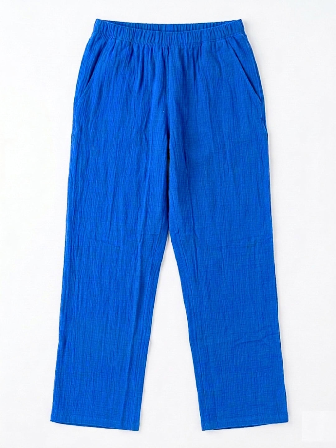 Women Cotton Night Suit - Half Sleeve Night Dress with Pockets| Indigo Blue Double Cloth Pajama Set