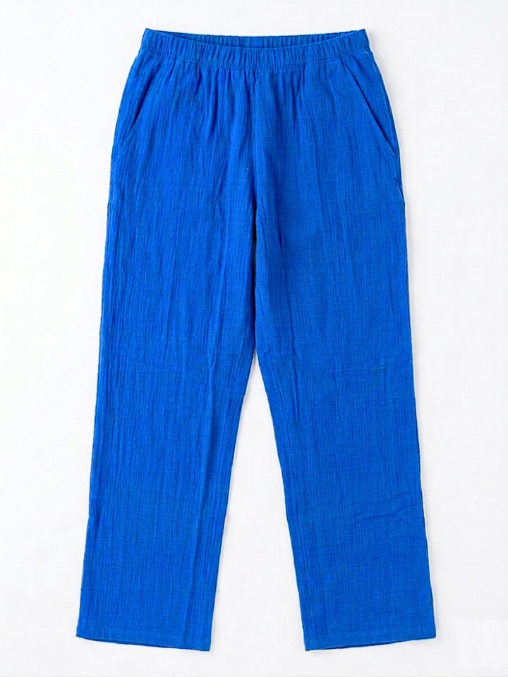 Women Cotton Night Suit - Half Sleeve Night Dress with Pockets| Indigo Blue Double Cloth Pajama Set