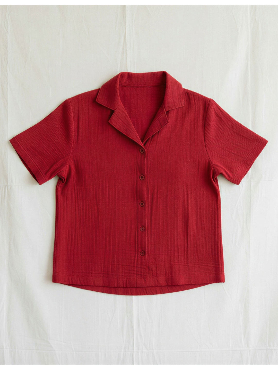 Women Cotton Night Suit - Half Sleeve Night Dress with Pockets | Savvy Red Double Cloth PJ set