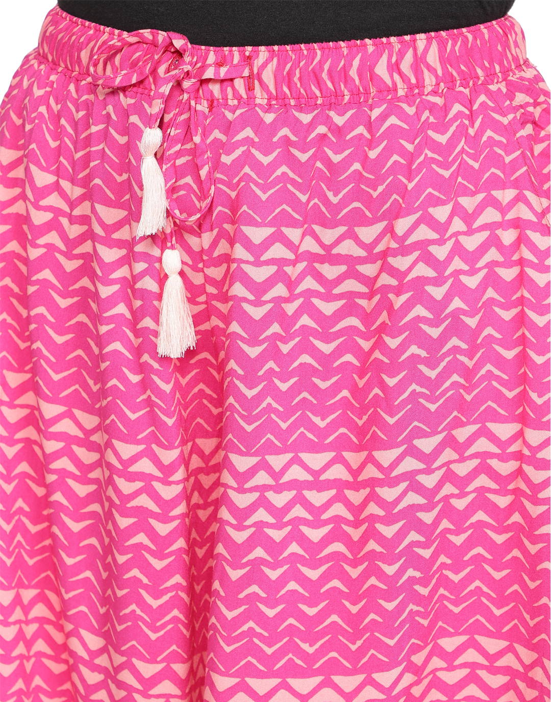 Viscose Culotte Shorts - Pink Triangle Print