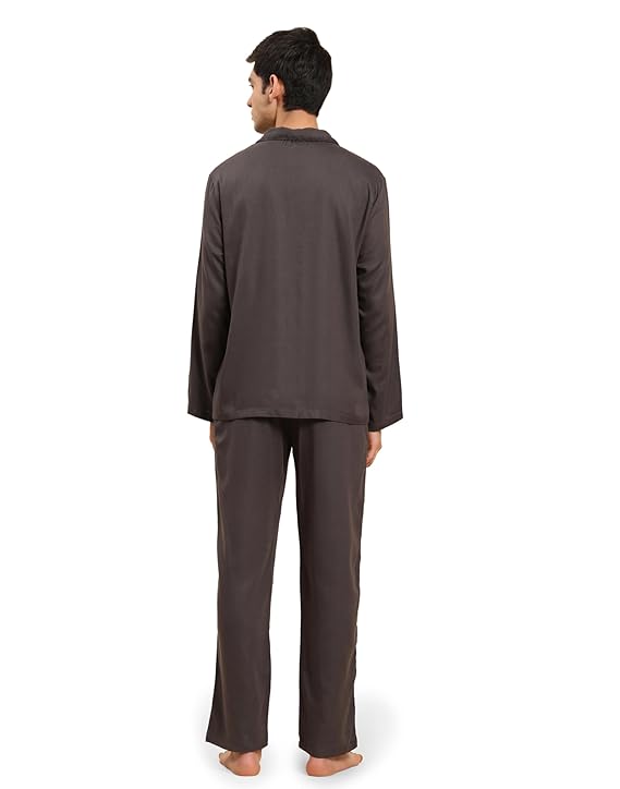 Cotton Nighwear for Men - Dark Grey Solid