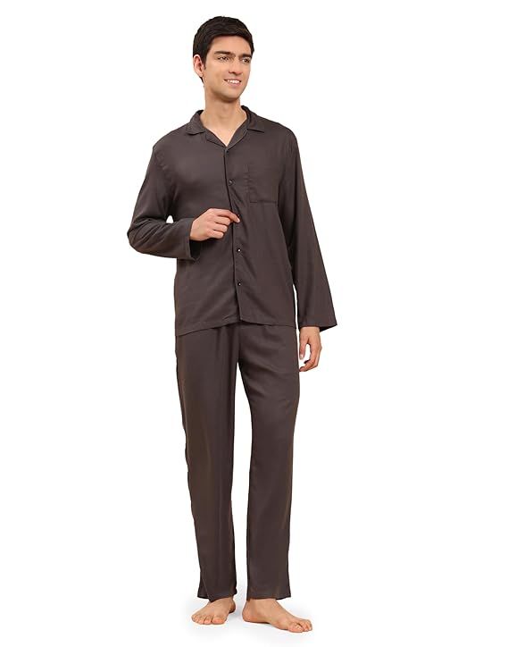 Cotton Nighwear for Men - Dark Grey Solid