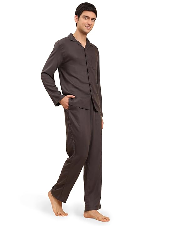 Cotton Nighwear for Men - Dark Grey Solid