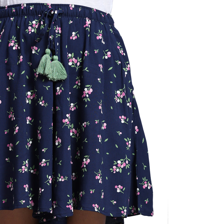 Viscose Culotte Shorts - Navy Floral Print