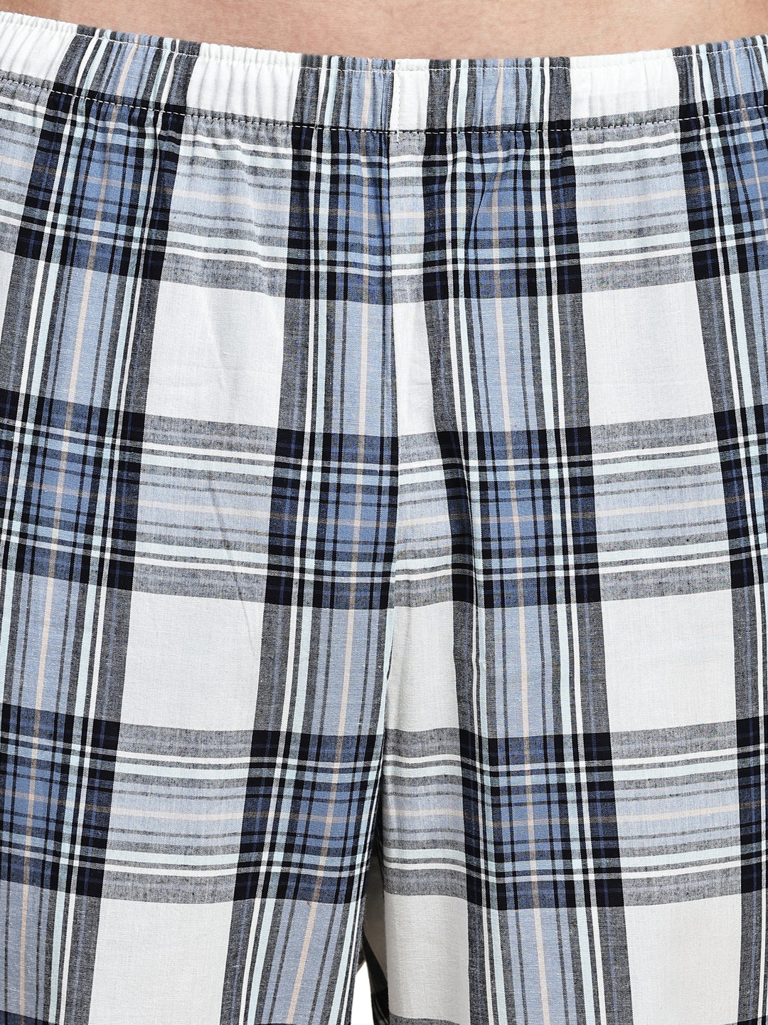 Cotton Nighwear for Men - Navy & Off White Checks