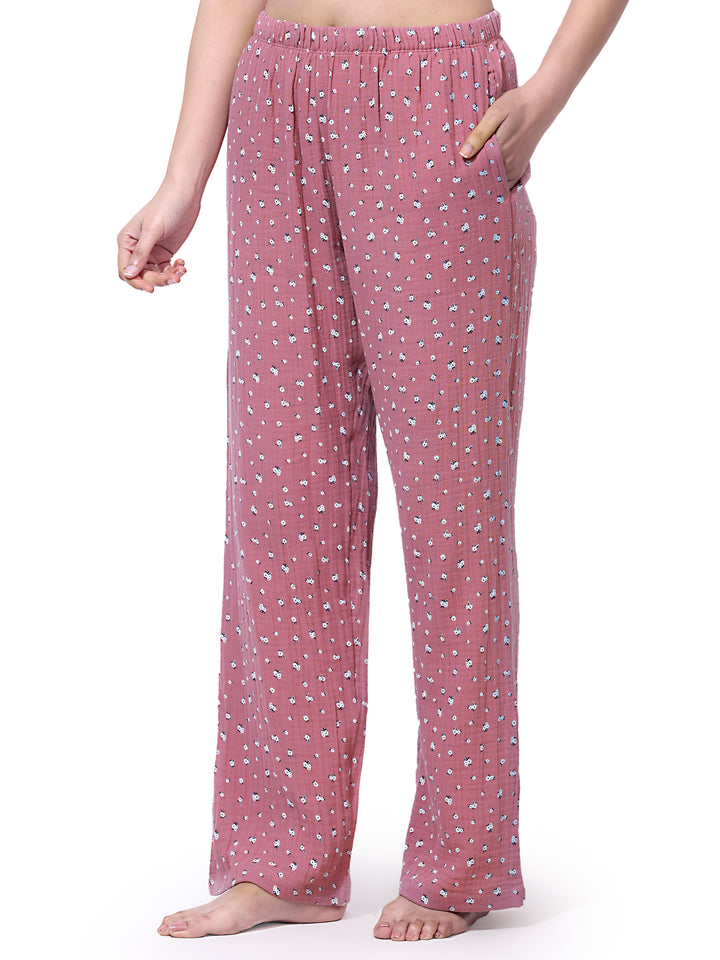 Women Cotton Night Suit - Half Sleeve Night Dress with Pockets | British Daisy Print PJ Set