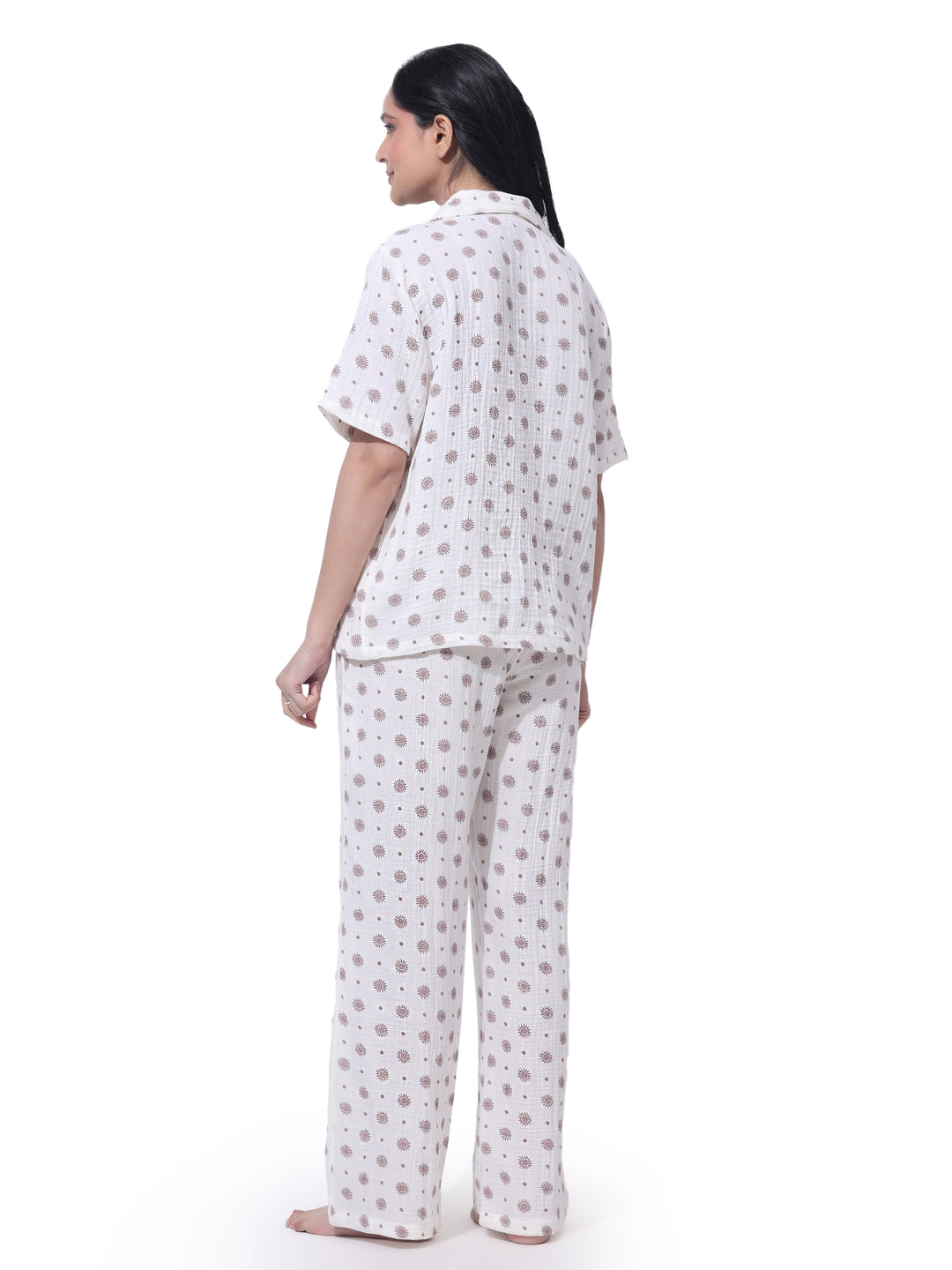 Women Cotton Night Suit - Half Sleeve Night Dress with Pockets