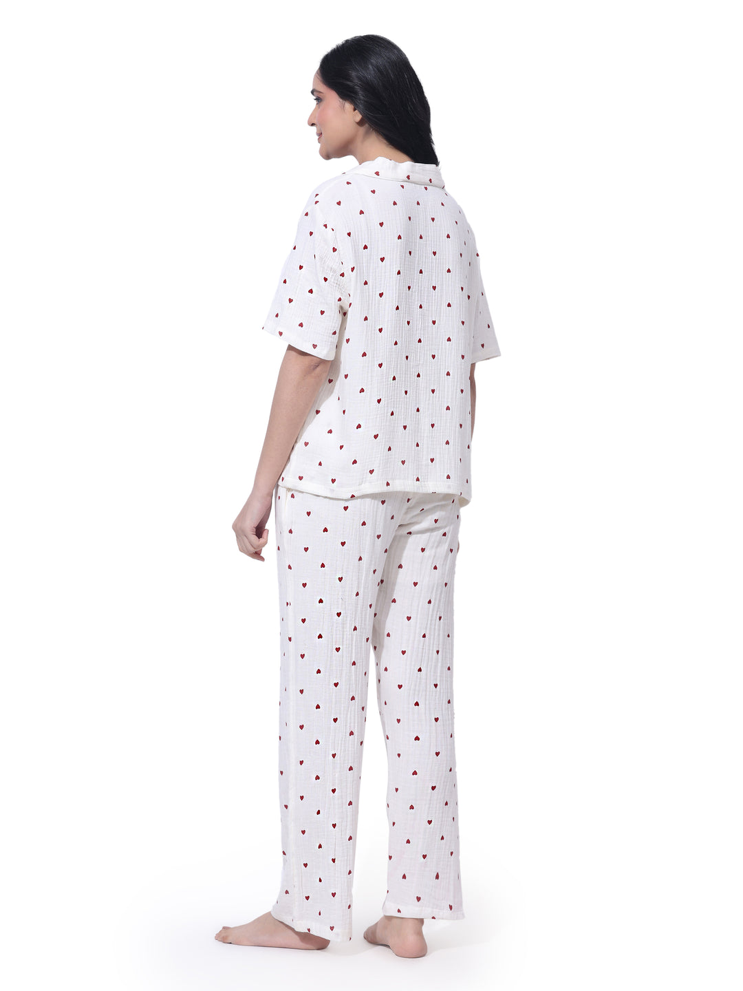 Women Cotton Night Suit - Half Sleeve Night Dress with Pockets