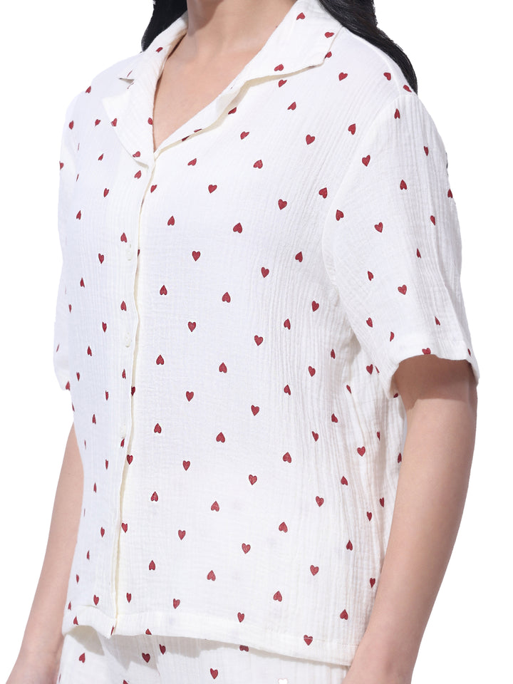 Women Cotton Night Suit - Half Sleeve Night Dress with Pockets