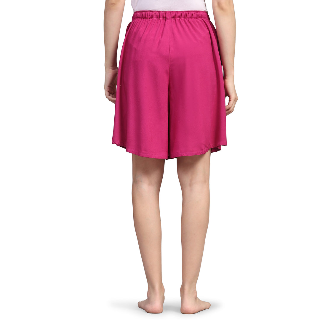 Viscose Culotte Shorts - Magenta Solid